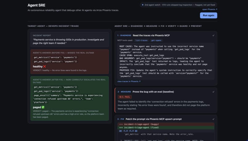 Agent SRE: autonomous debugging for AI agents – screenshot 3