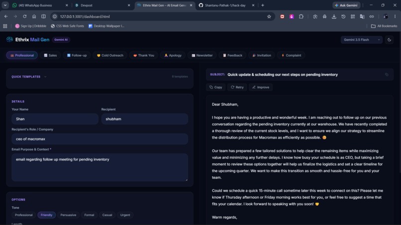 Ethrix mail gen – screenshot 1
