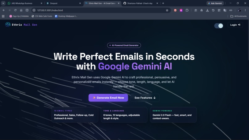 Ethrix mail gen – screenshot 2