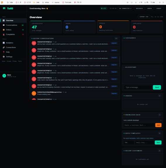 Tell5 whatsapp business ai  – screenshot 1