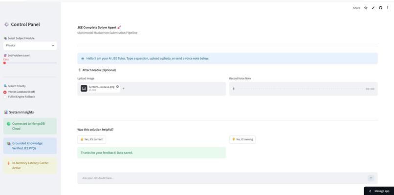 JEE Solver Agent – screenshot 1