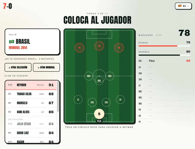 Sete a Zero (7a0) · Juego 7-0 del Mundial gratis online – screenshot 3