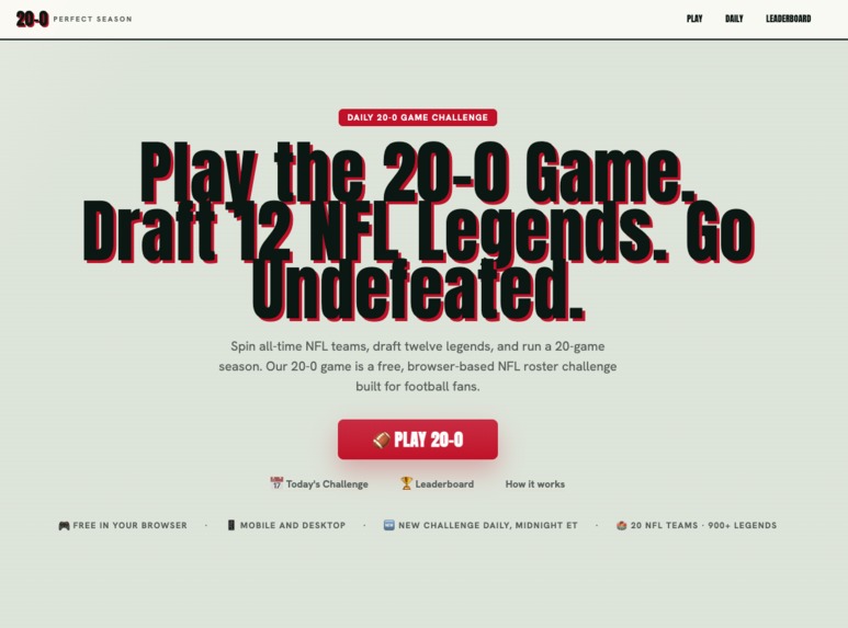 20-0 Game NFL Draft – screenshot 1