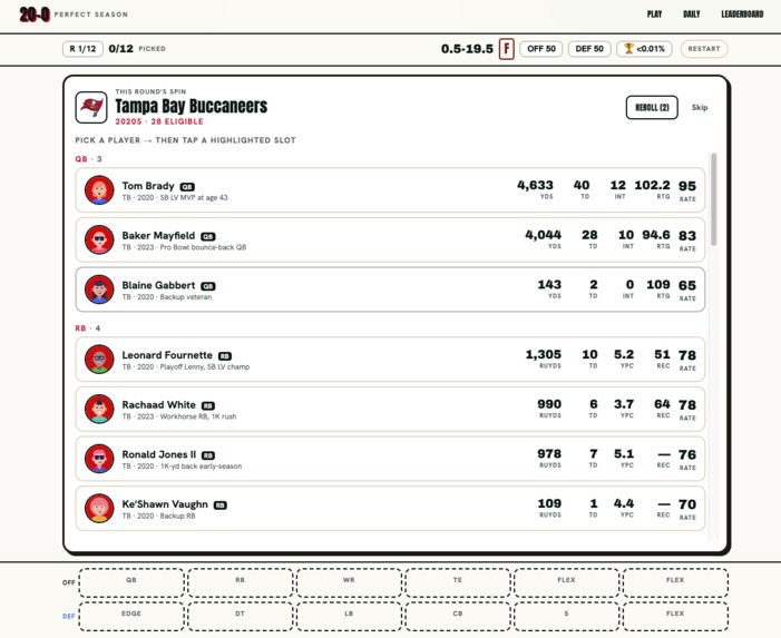 20-0 Game NFL Draft – screenshot 2