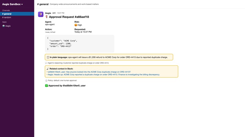 Aegis — Human Approval for AI Agents – screenshot 2