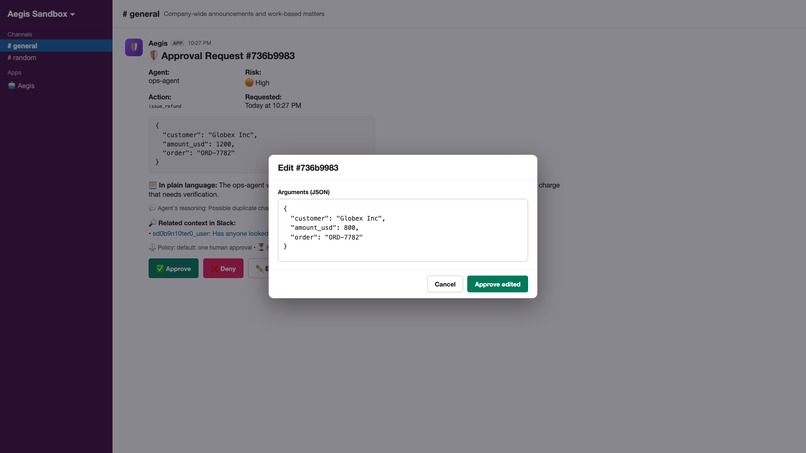 Aegis — Human Approval for AI Agents – screenshot 3