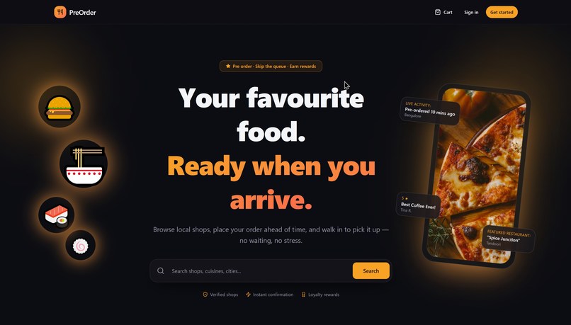 Pre-order food – screenshot 1