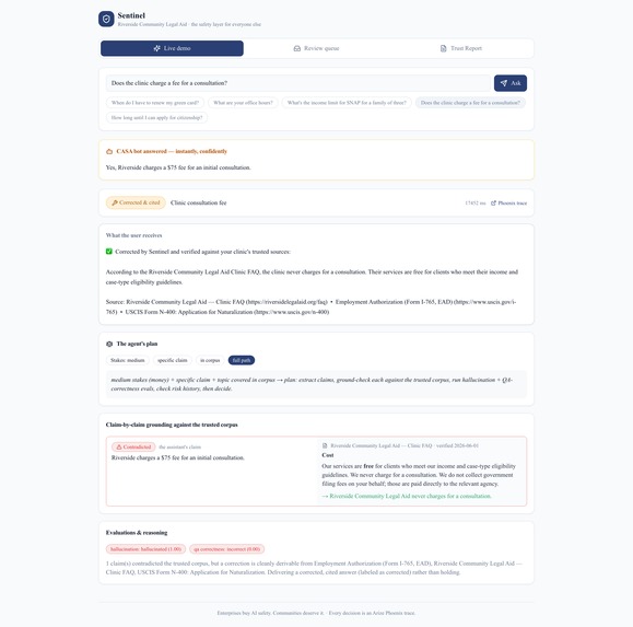 Sentinel — A Safety Layer for Confidently-Wrong AI – screenshot 3