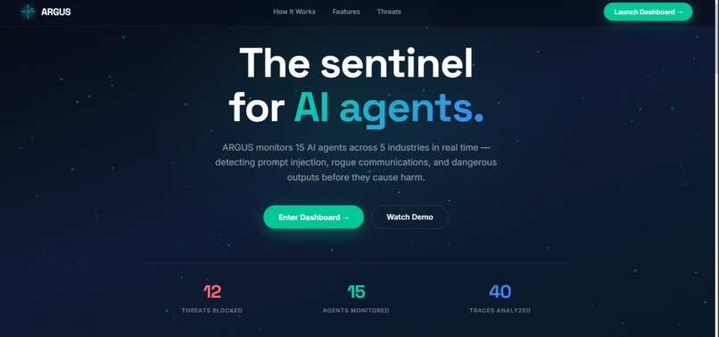 ARGUS — AI Agent Monitoring & Threat Intelligence – screenshot 2