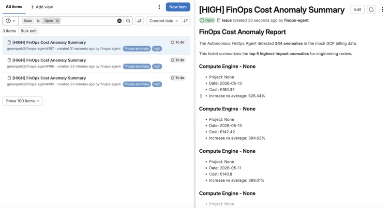Autonomous FinOps Agent: From Cloud analysis to Cost Actions – screenshot 3