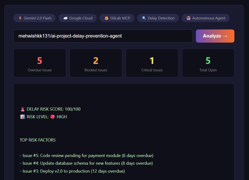 AI Project Delay Prevention Agent – screenshot 2