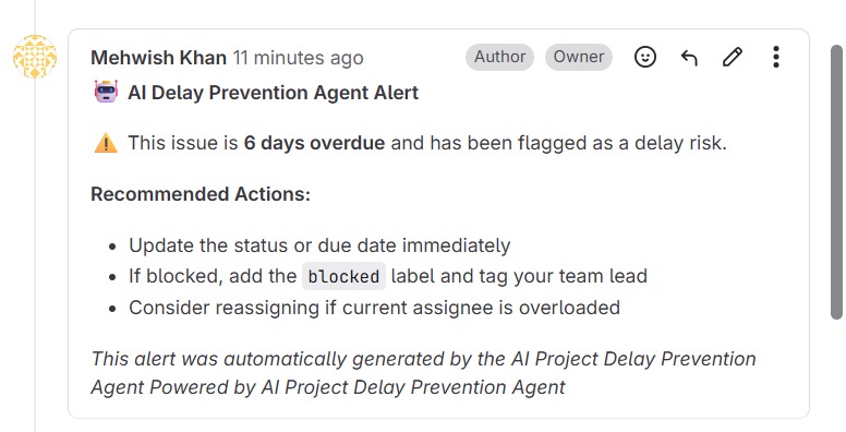 AI Project Delay Prevention Agent – screenshot 3