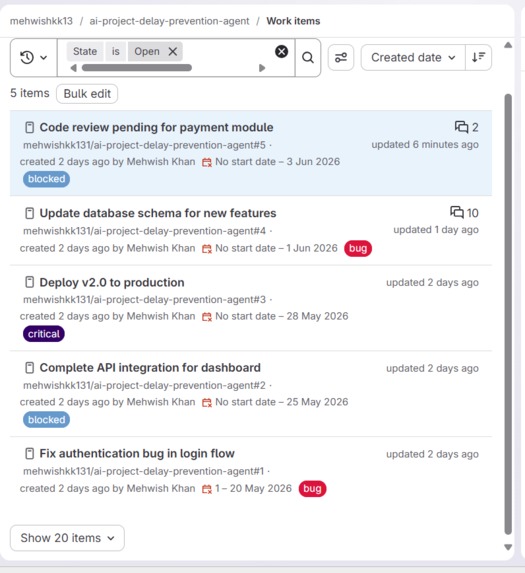 AI Project Delay Prevention Agent – screenshot 5
