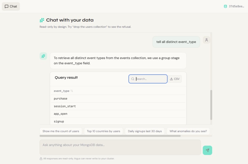 Argus: The Agentic Analyst for MongoDB Atlas – screenshot 5
