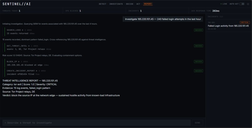SentinelAI – Autonomous Security Analyst – screenshot 1