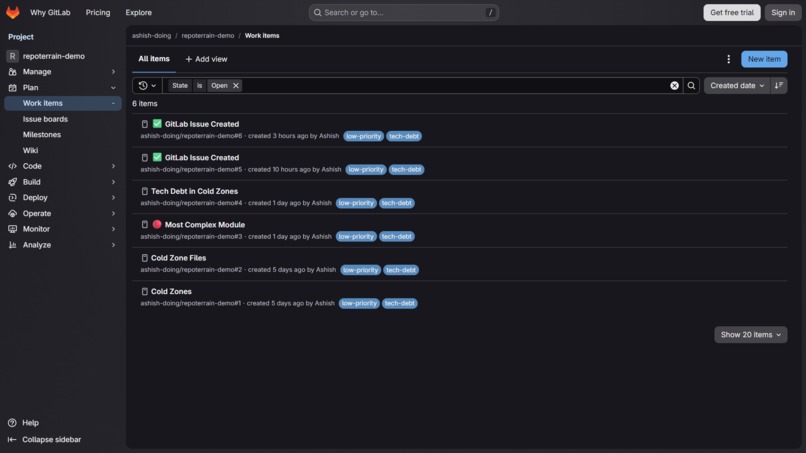 RepoTerrain — 3D Semantic Codebase Intelligence for GitLab – screenshot 3