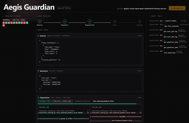Aegis Guardian: Autonomous Flaky-Test Doctor – screenshot 1