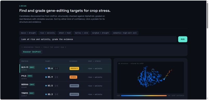 Locus — gene-editing target finder for crop stress – screenshot 1