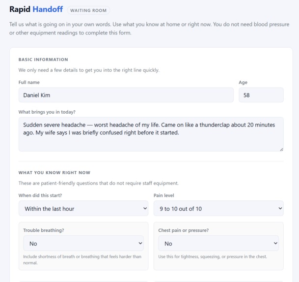 Rapid Handoff: ER Flow – screenshot 3