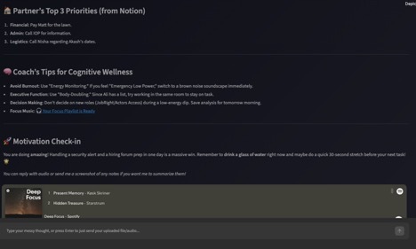 Neuro-divergent (ND) friendly Chief of Staff Agent  – screenshot 5