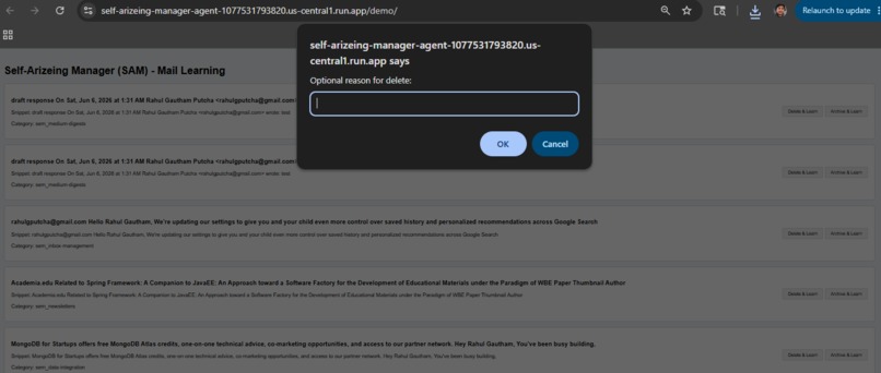 Self Arize-ing Manager (SAM) Agent – screenshot 4