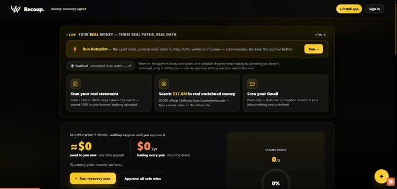 Recoup — the AI agent that gets your money back – screenshot 1