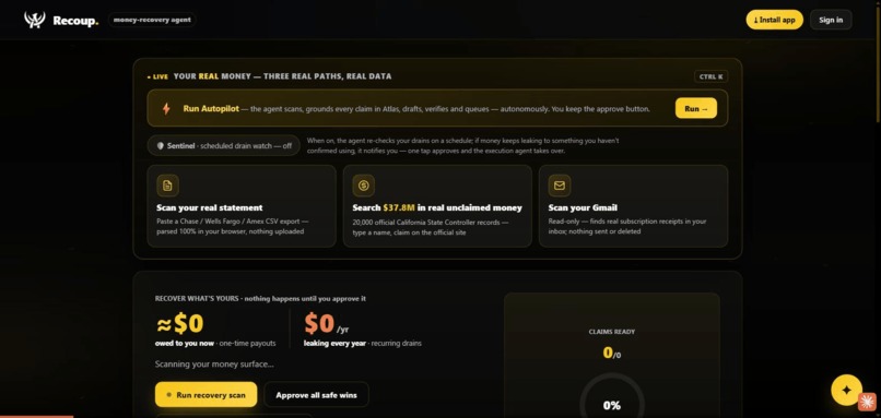 Recoup — the AI agent that gets your money back – screenshot 2