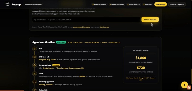 Recoup — the AI agent that gets your money back – screenshot 3