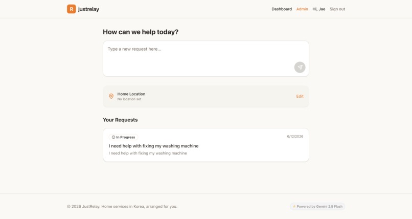 JustRelay. AI home services concierge for expats in Korea. – screenshot 2