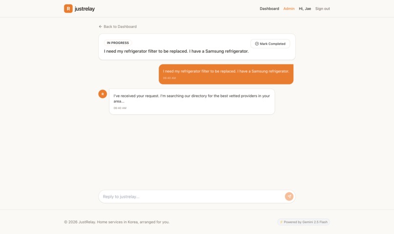 JustRelay. AI home services concierge for expats in Korea. – screenshot 3