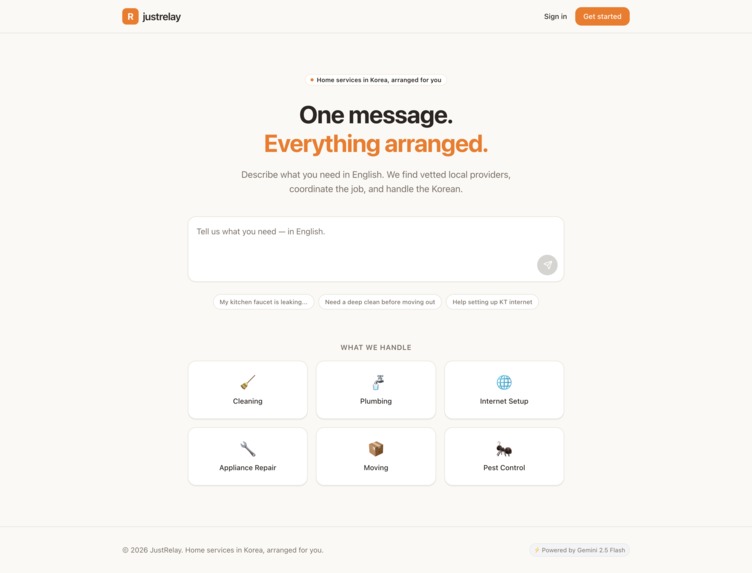 JustRelay. AI home services concierge for expats in Korea. – screenshot 1