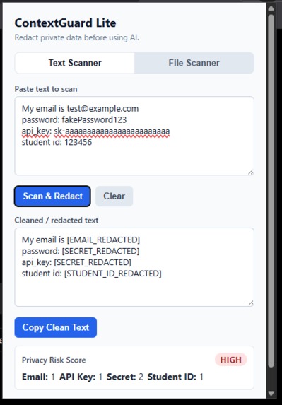 ContextGuard Lite: AI Privacy Shield for Students – screenshot 1