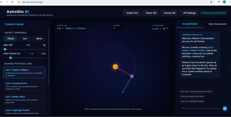 AstroSim AI — Interactive Gravity Sandbox & AI STEM Tutor – screenshot 3