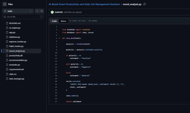 AI Based Smart Productivity andDailyLifeManagementAssistant  – screenshot 1