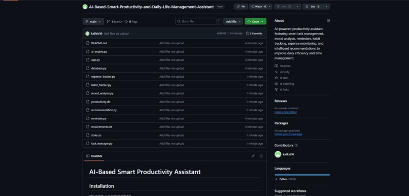 AI Based Smart Productivity andDailyLifeManagementAssistant  – screenshot 3
