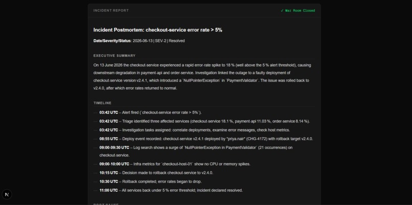 SignalDesk AI — Multi-Agent Incident War Room – screenshot 3