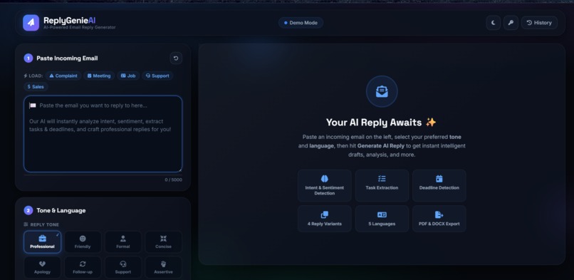 emailreplygenrater – screenshot 1