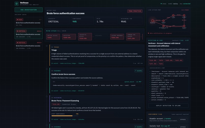 Veritrace - autonomous SOC analyst for Splunk – screenshot 1
