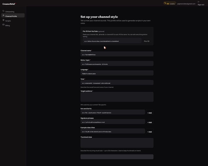CreatorBrief – screenshot 1