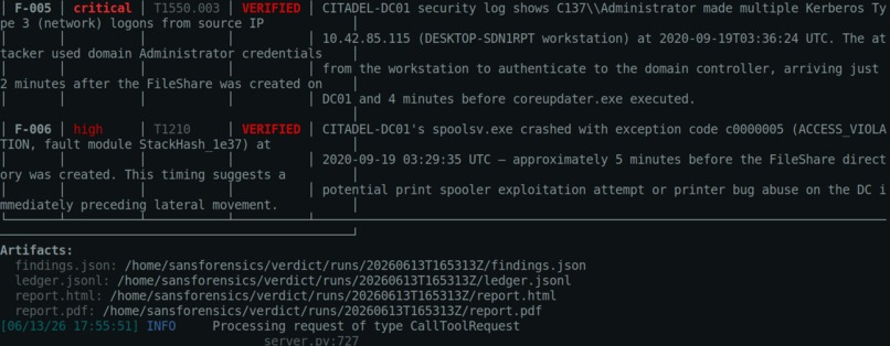 VERDICT - Autonomous DFIR Agent That Proves Its Findings – screenshot 9