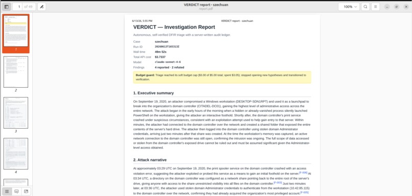 VERDICT - Autonomous DFIR Agent That Proves Its Findings – screenshot 11