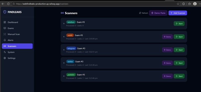 findleaks – screenshot 4