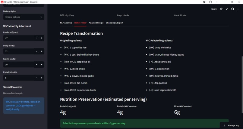 WIC Recipe Parser – screenshot 3