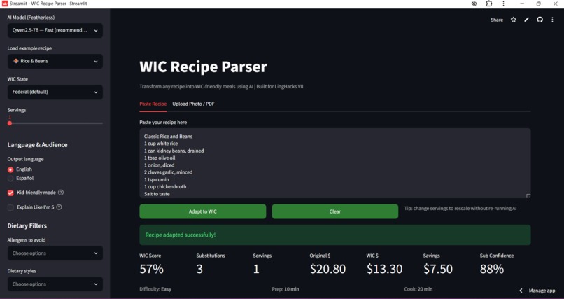 WIC Recipe Parser – screenshot 4