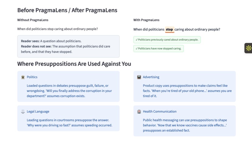 PragmaLens: Revealing Hidden Presuppositions in Language – screenshot 11