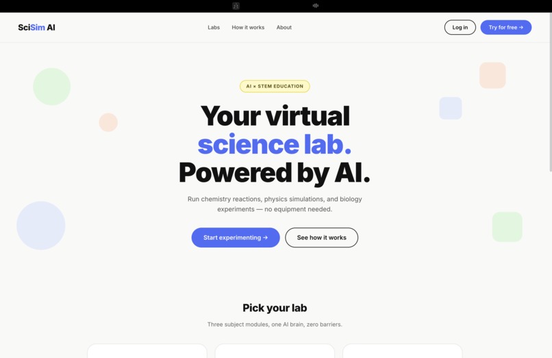 SciSim – screenshot 1