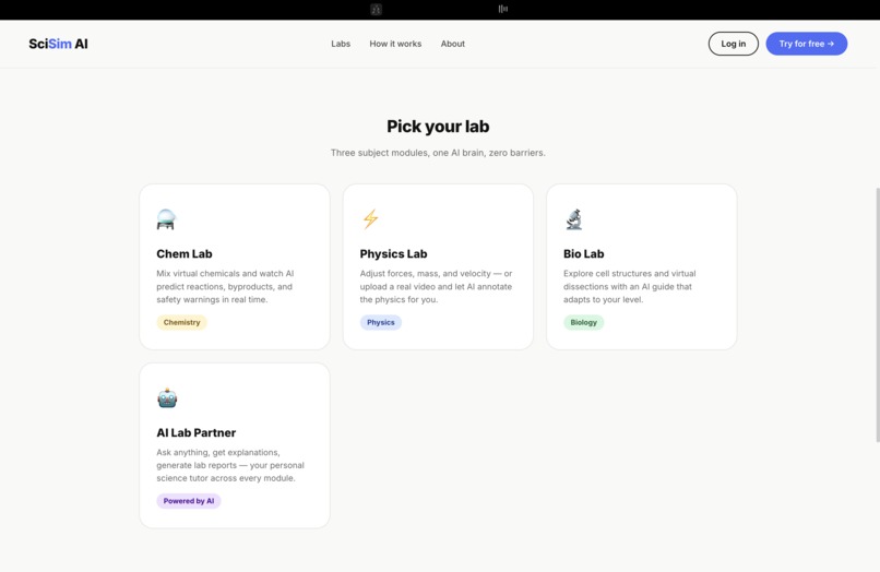 SciSim – screenshot 2