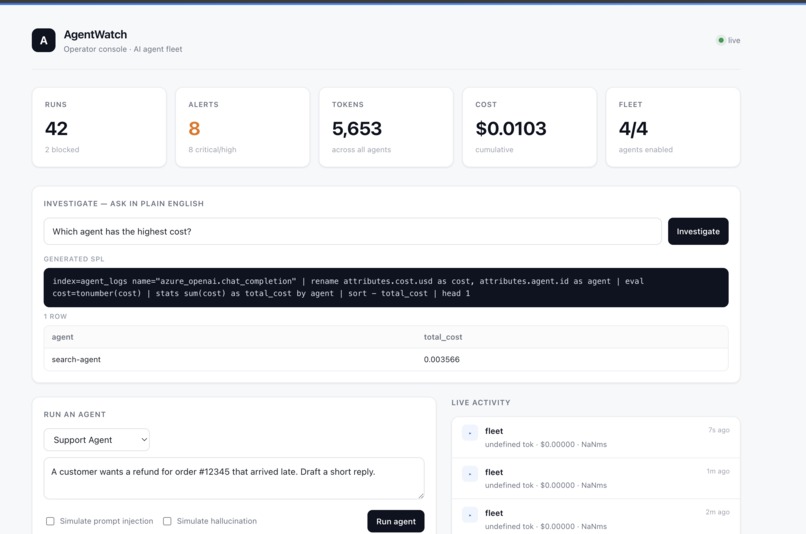 AgentWatch: Observability for AI Agents – screenshot 2