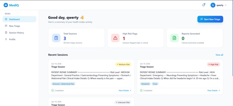 MediQ – AI Healthcare Intake & Triage Platform – screenshot 3