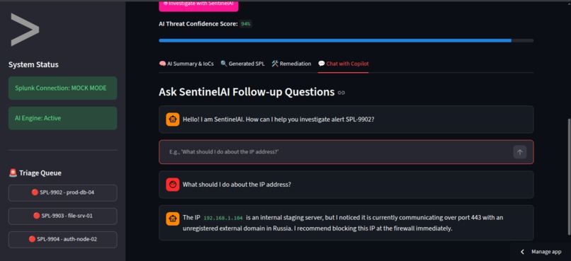 Splunk SentinelAI - Autonomous SOC Co-Pilot – screenshot 1